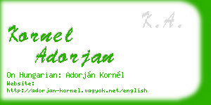 kornel adorjan business card